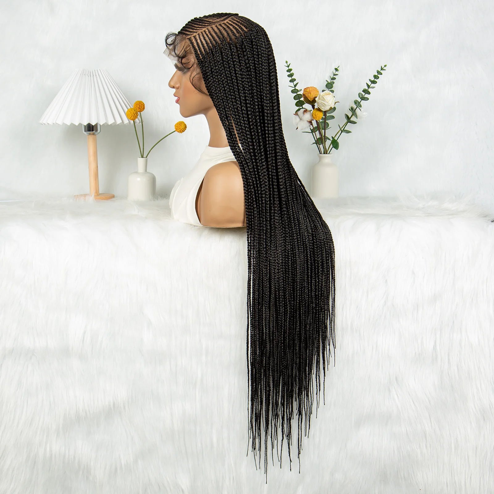 HD Transparent Full Lace Cornrow Knotless Box Braids Goddess Braided Wig Luxegan