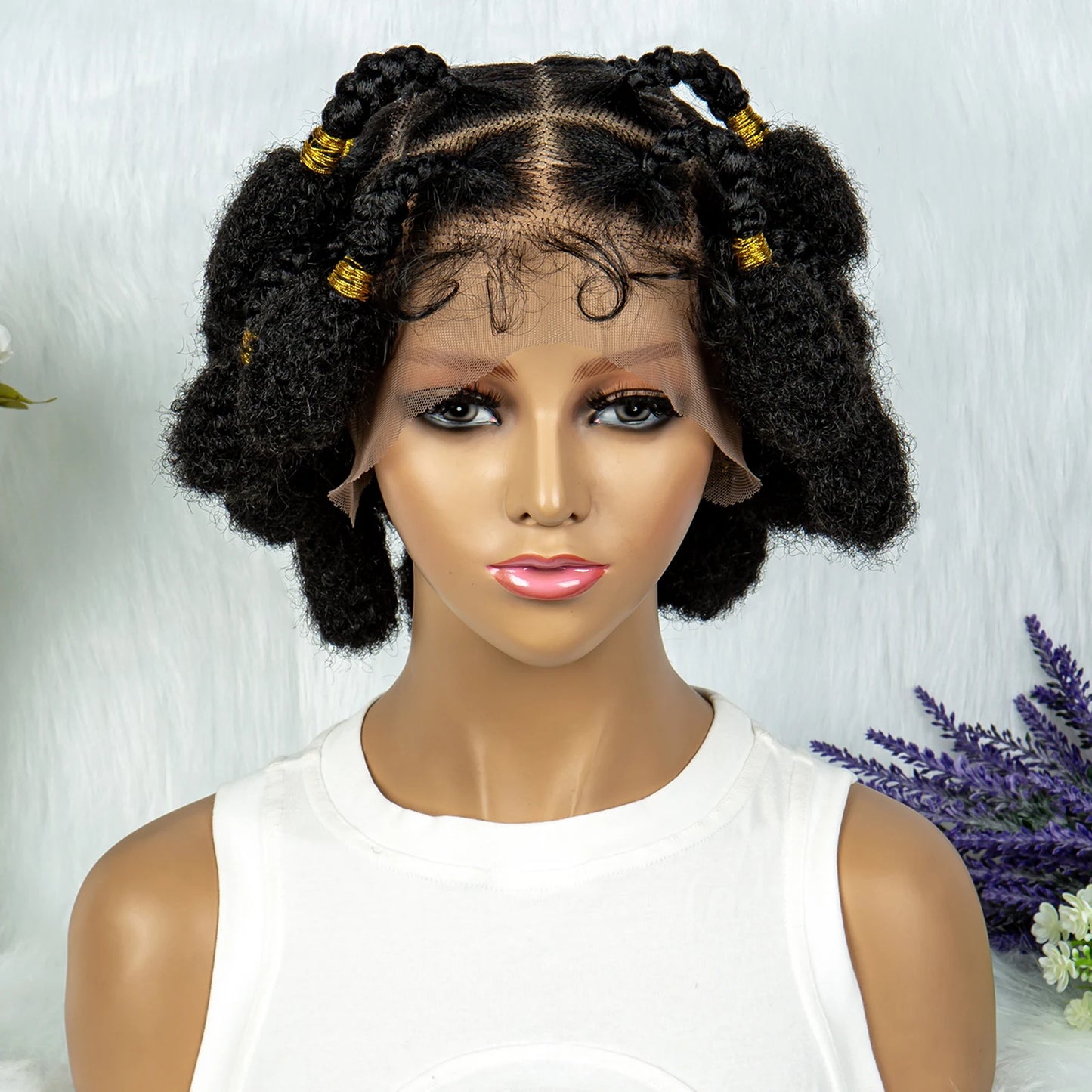 New Style Bantu Knot Knotless Box Braids HD Full Lace Wig | Synthetic Braided Wig for Black Women Luxegan
