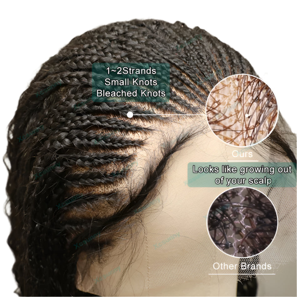 Knotless Boho Braids Full Lace Wig | Curly Human Hair | Transparent Lace | Pre-Plucked | Burmese Hair