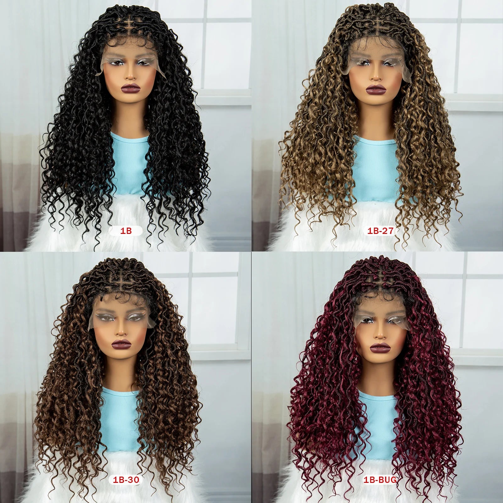 Burgundy Goddess Faux Locs Wig | Curly Ends | Lace Front | Baby Hair Luxegan