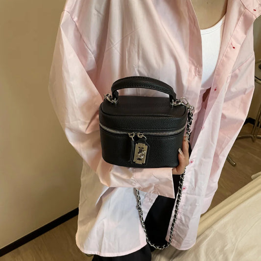 Mini Fashion PU Crossbody Bag | Sophisticated Lock-Buckle Shoulder Handbag | Elegant Coin Purse & Mobile Phone Bag | "Dignified" Soft Bucket Pouch for Trendy Daily Styling Luxegan