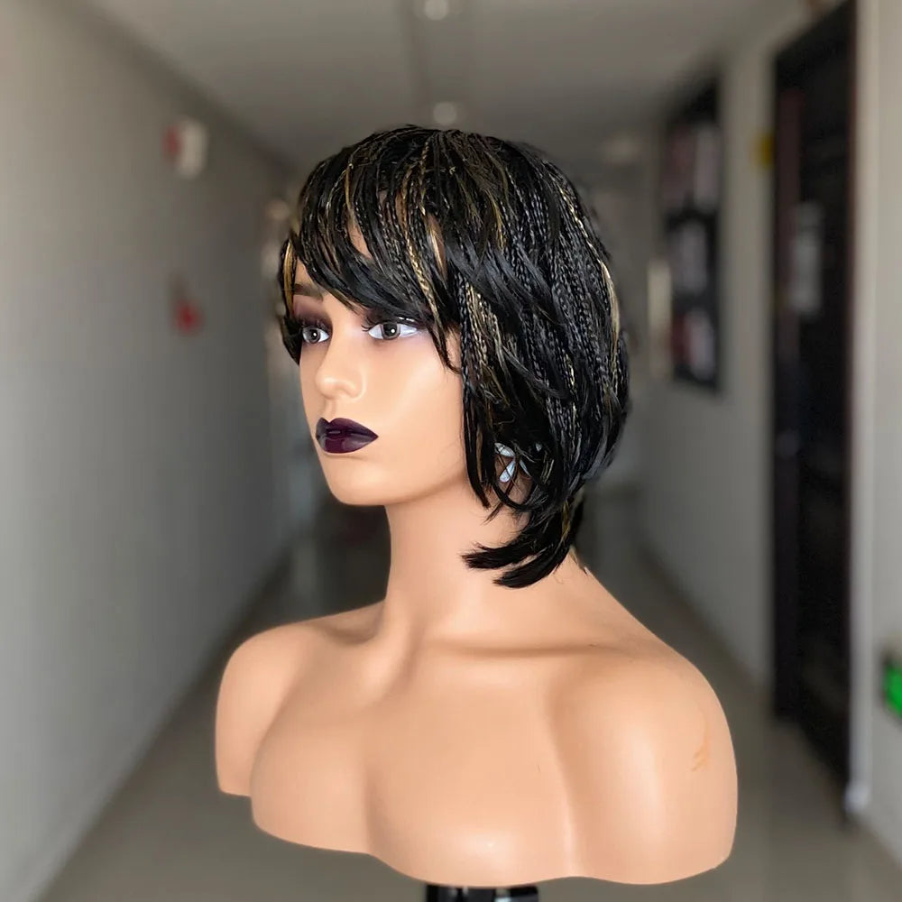 Pixie Cut Box Braided Twist Wig | Crochet Braids | 1B
