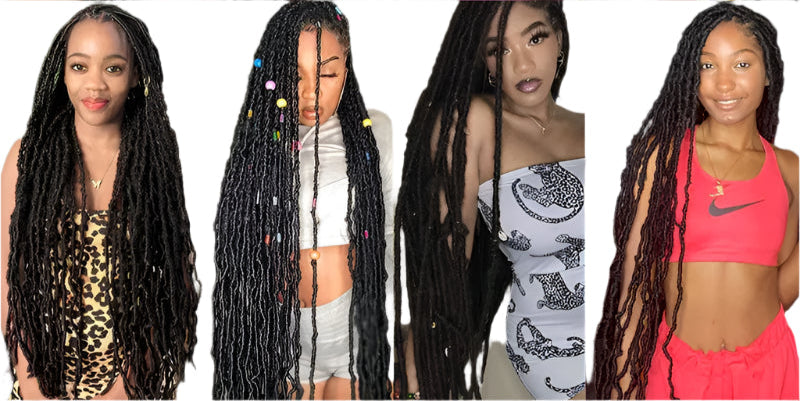 40" Dreadlocks & Box Braids Wig | Faux Locs | Full Lace HD | #1B Black | Dosay Braids