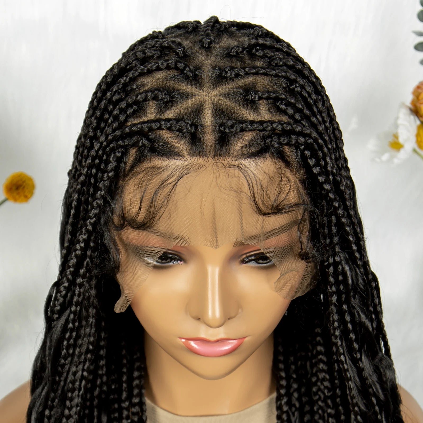 Bohemian Box Braids Wig - Full Lace Knotless Boho Braided Wig with Baby Hair for Black Women