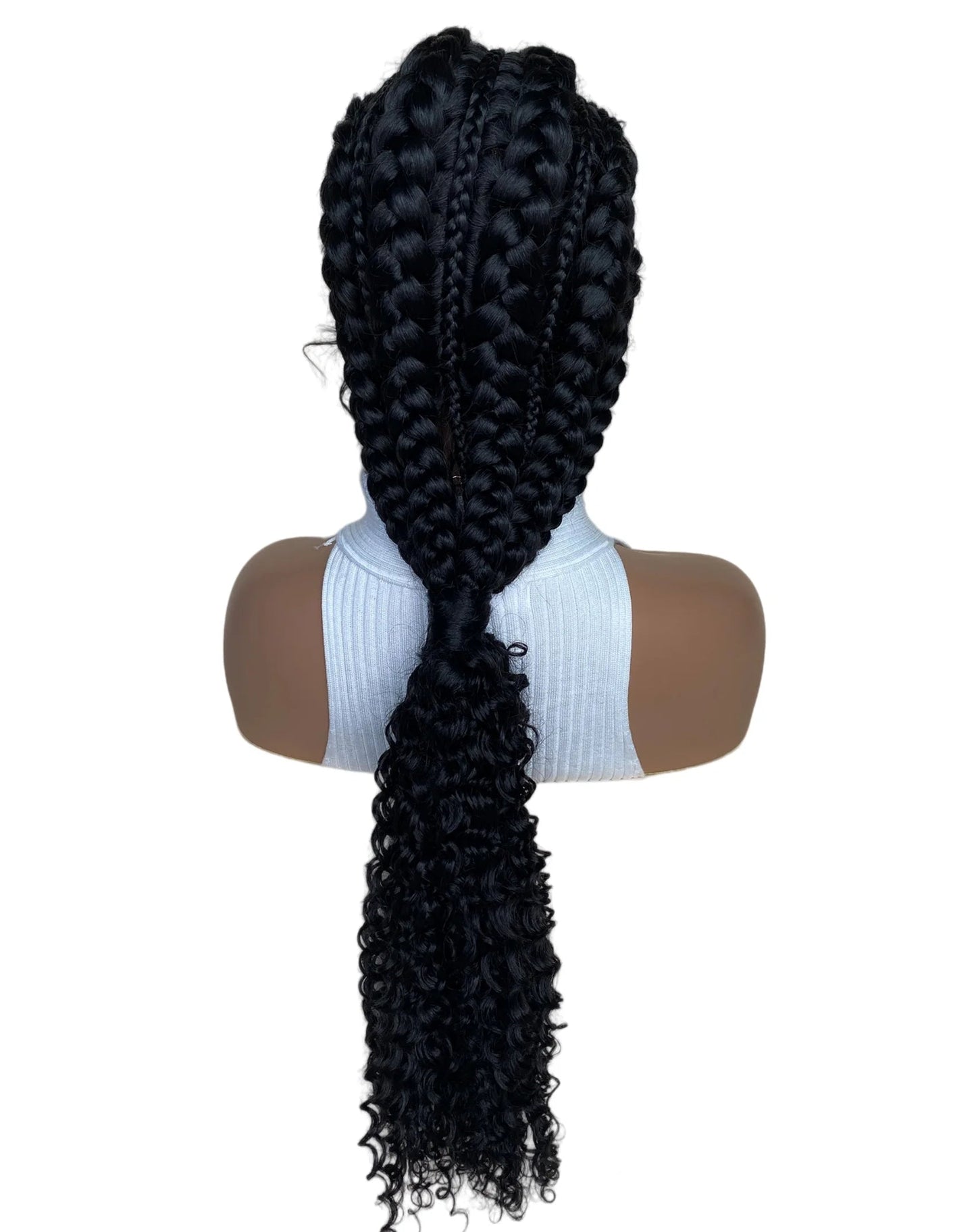 28" Knotless Senegalese Twist Braided Lace Wig | Lightweight Synthetic Braids | Black Women Luxegan