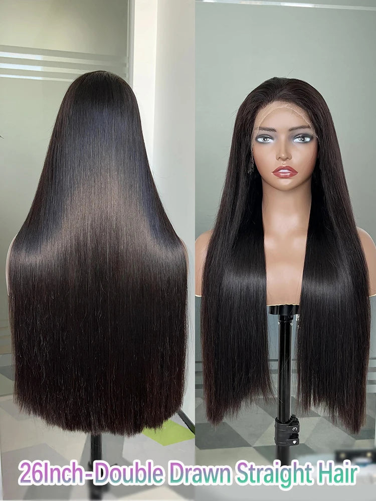 GDYLuxury 250% Density HD Lace Frontal Wig | Super Double Drawn Straight Virgin Human Hair | Natural Black Luxegan
