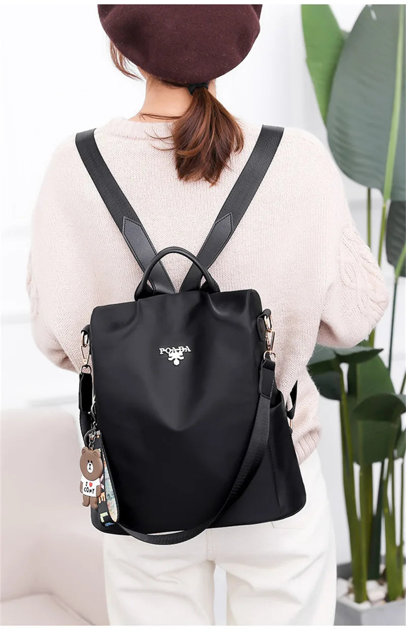 Fashion Women's Oxford Cloth Backpack | Lightweight School Bag for Teenage Girls | Trendy Ladies Travel Bagpack with Ribbon Decoration | Stylish Daily Mochila Feminina Luxegan