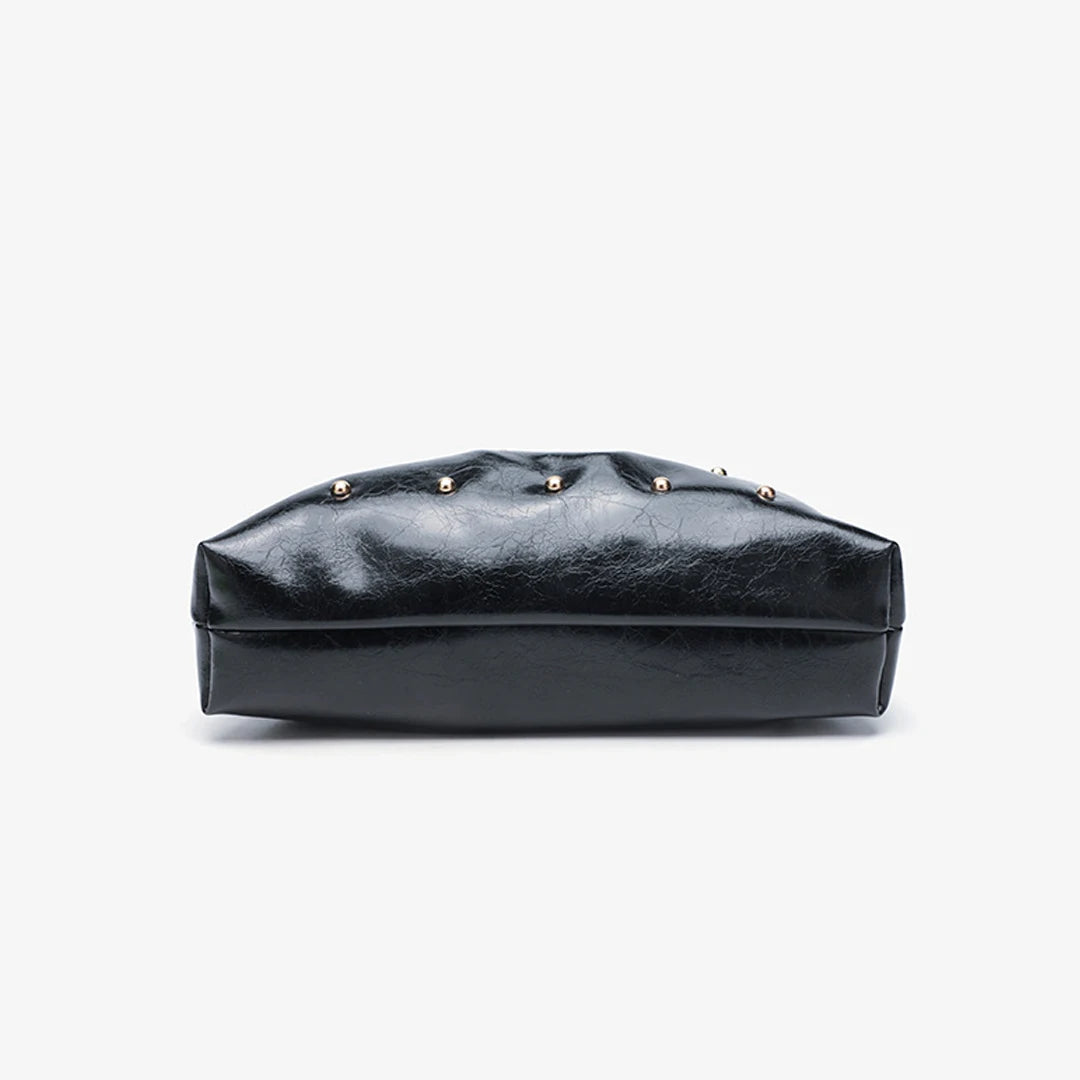 New Women's Zipper Handbag | Fashion Simple Multifunctional Clasp Bag | Mushroom Nail Large Capacity Folded Cloud Dinner Bag Luxegan
