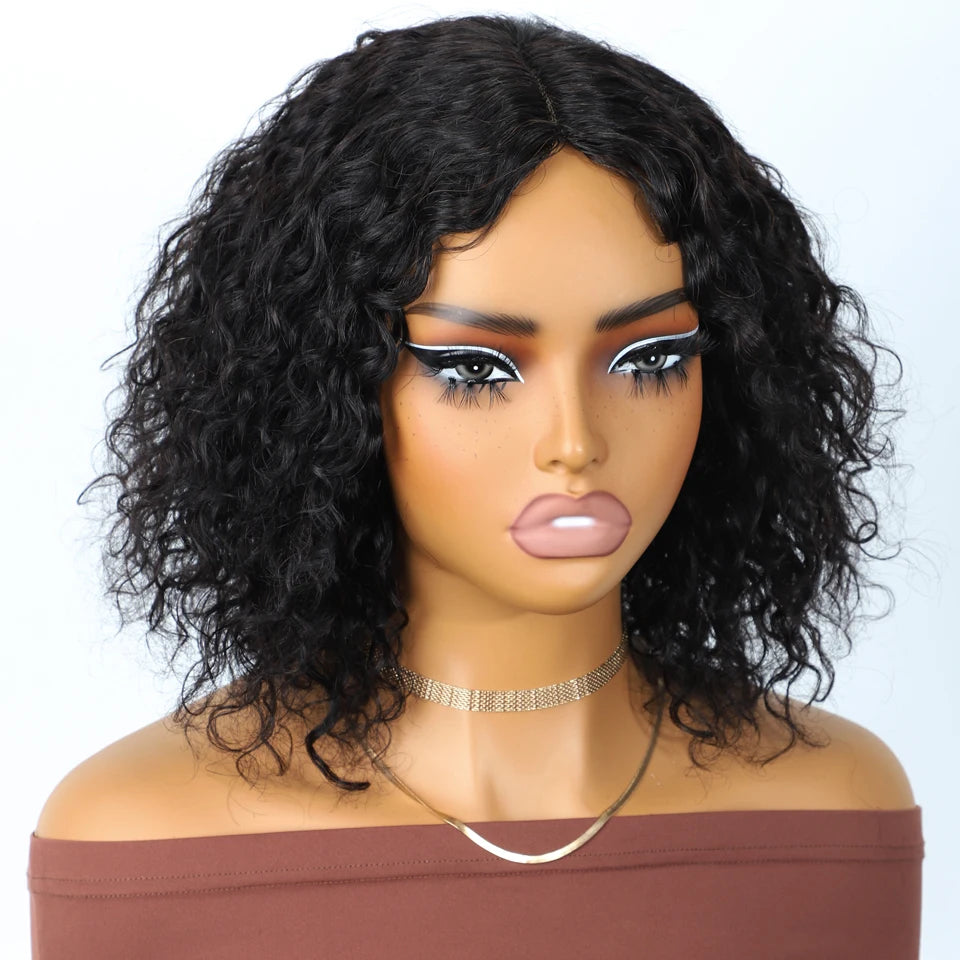 Rebecca Short Curly Bob Wig | Glueless 100% Brazilian Remy Human Hair with Middle Part Luxegan