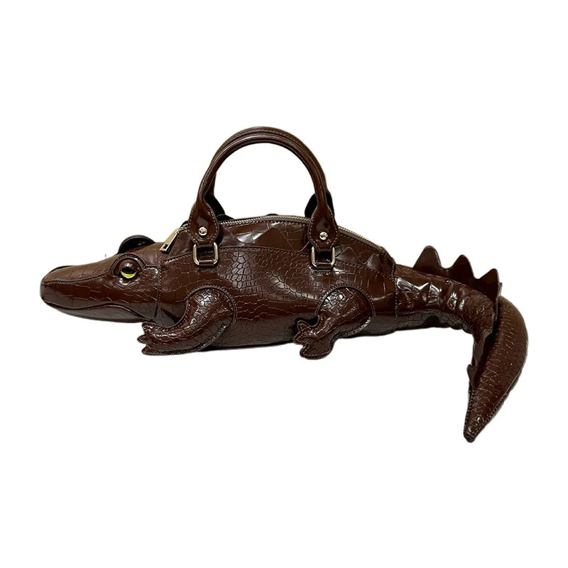 Creative Crocodile-Shaped High-Quality Handbag | Fashionable Microfiber Leather Messenger Bag | Personality Special-Shaped Baguette Shoulder Bag for Women Luxegan