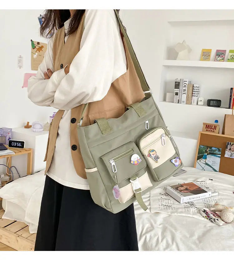 Waterproof Nylon Canvas Crossbody Tote | Casual Shoulder Messenger Bag Luxegan