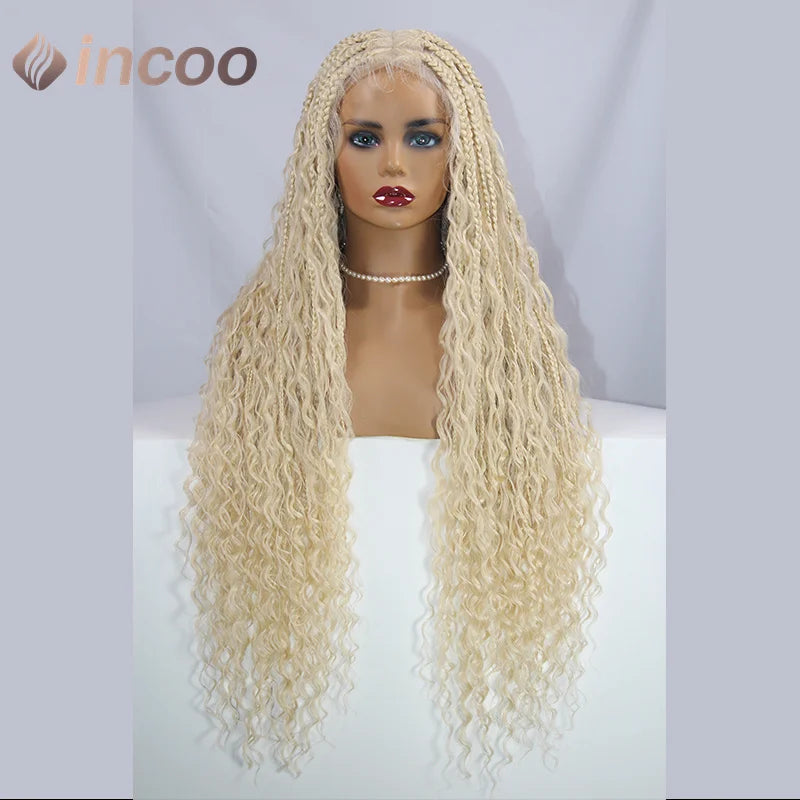 613 Blonde & Burgundy Butterfly Braids Wig | 36" Full Lace | Goddess Locs & Box Braids Luxegan