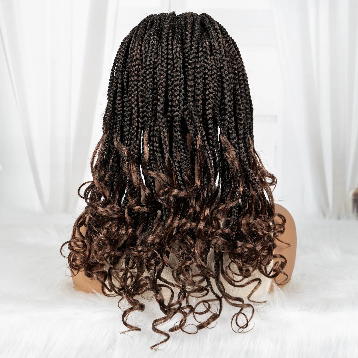 9x6 Lace Front Knotless Braids Wig with Curly Ends | Blended Box Braids Luxegan