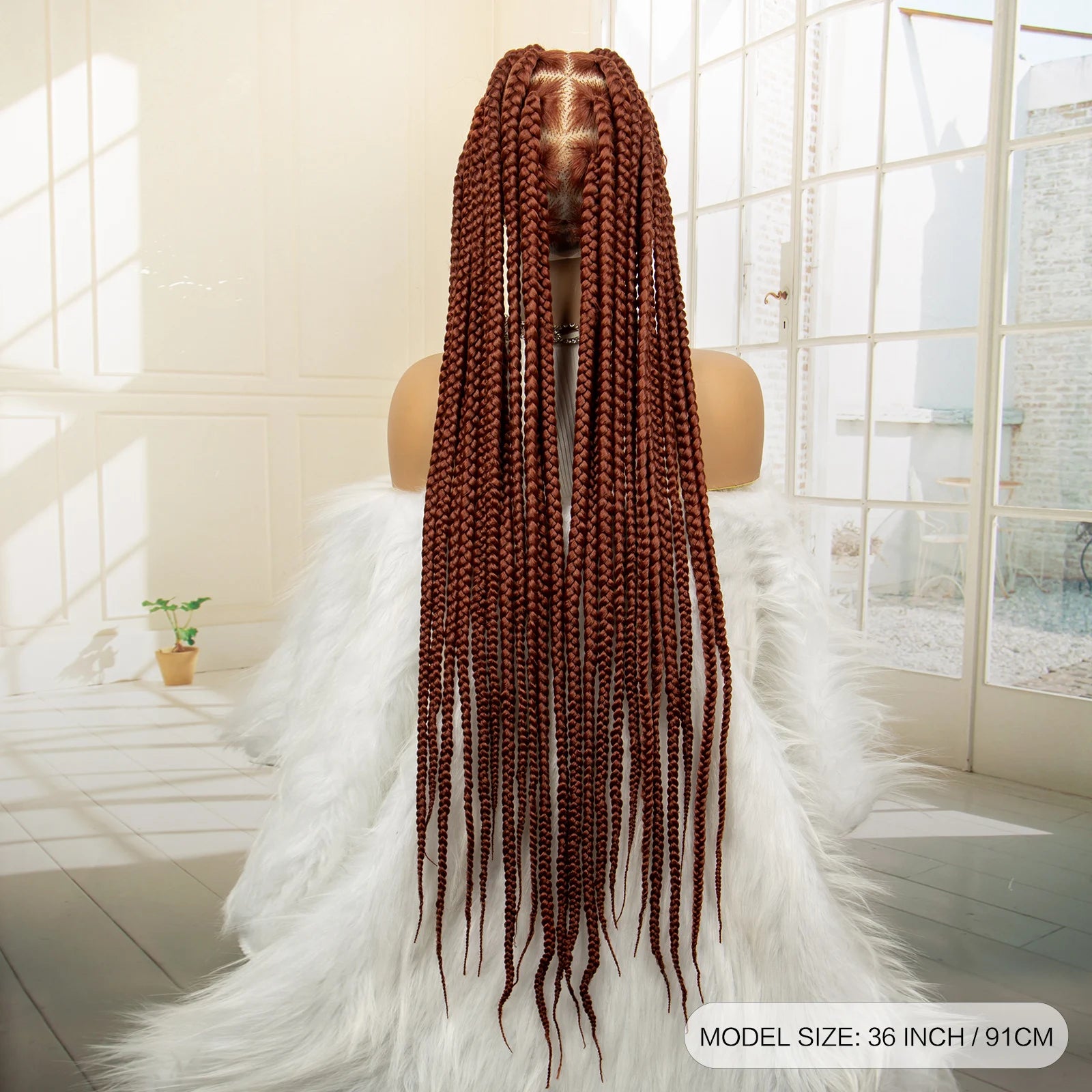 36" Big Knotless Box Braided Full Lace Wig | Cornrow Braiding Wig | Baby Hair | Synthetic Braids | For Women