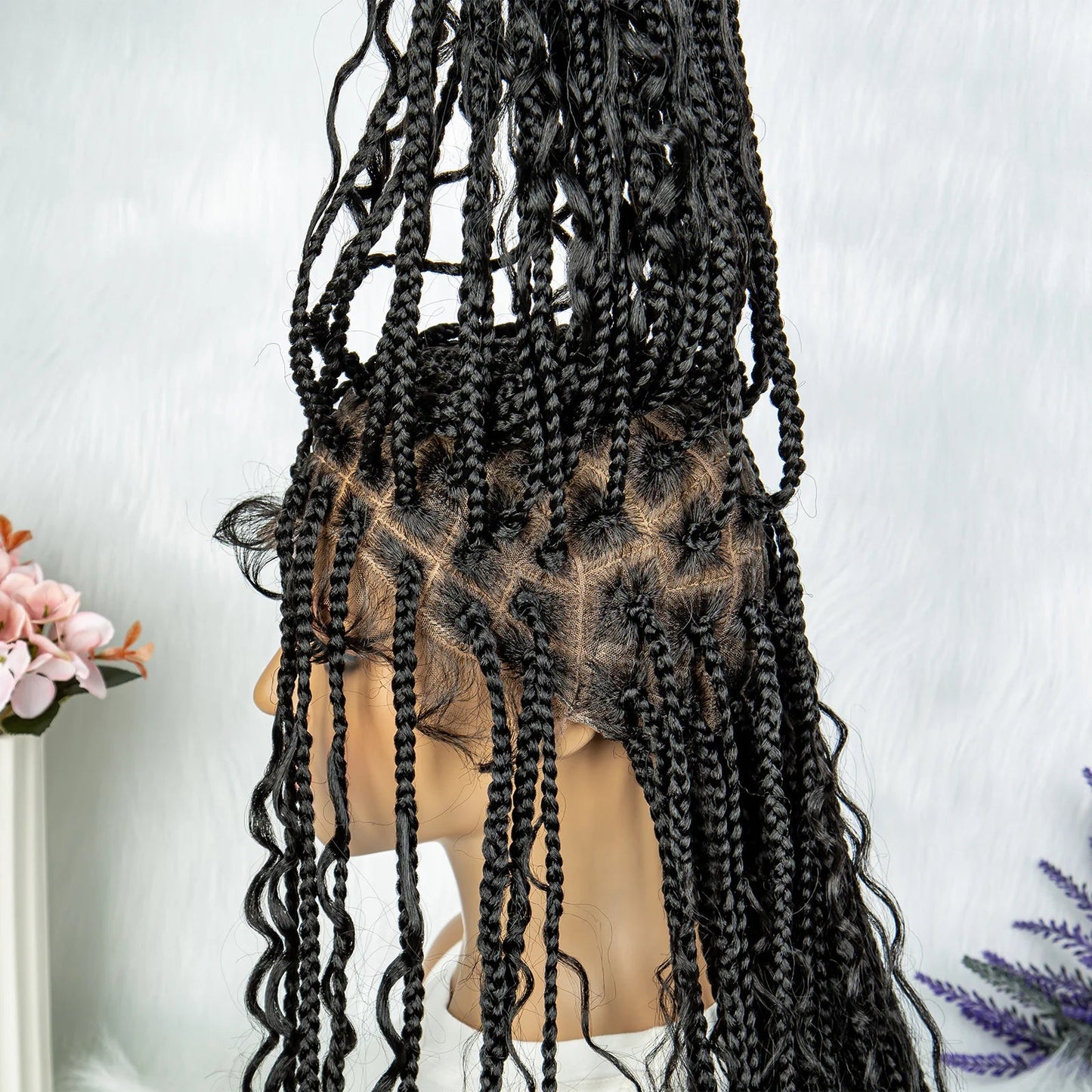 32" Natural Boho Knotless Braids Wig | HD Lace Front | Baby Hair | Synthetic Luxegan