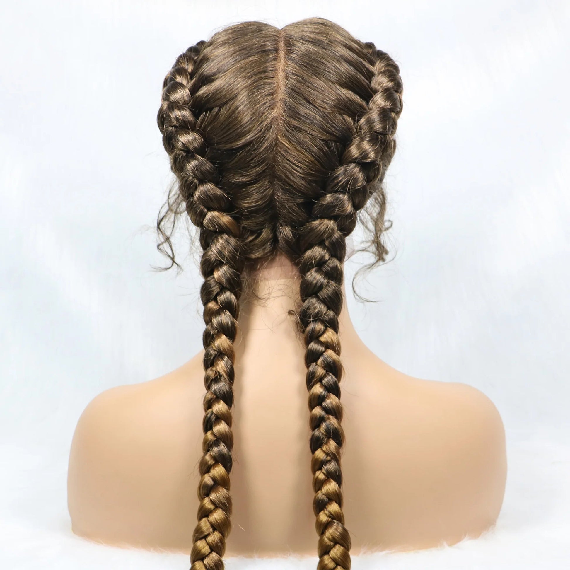 Handmade Double Dutch Cornrow Braided Wig | Natural Black Lace Front | Baby Hair | Kanekalon Synthetic Wig for Women Luxegan