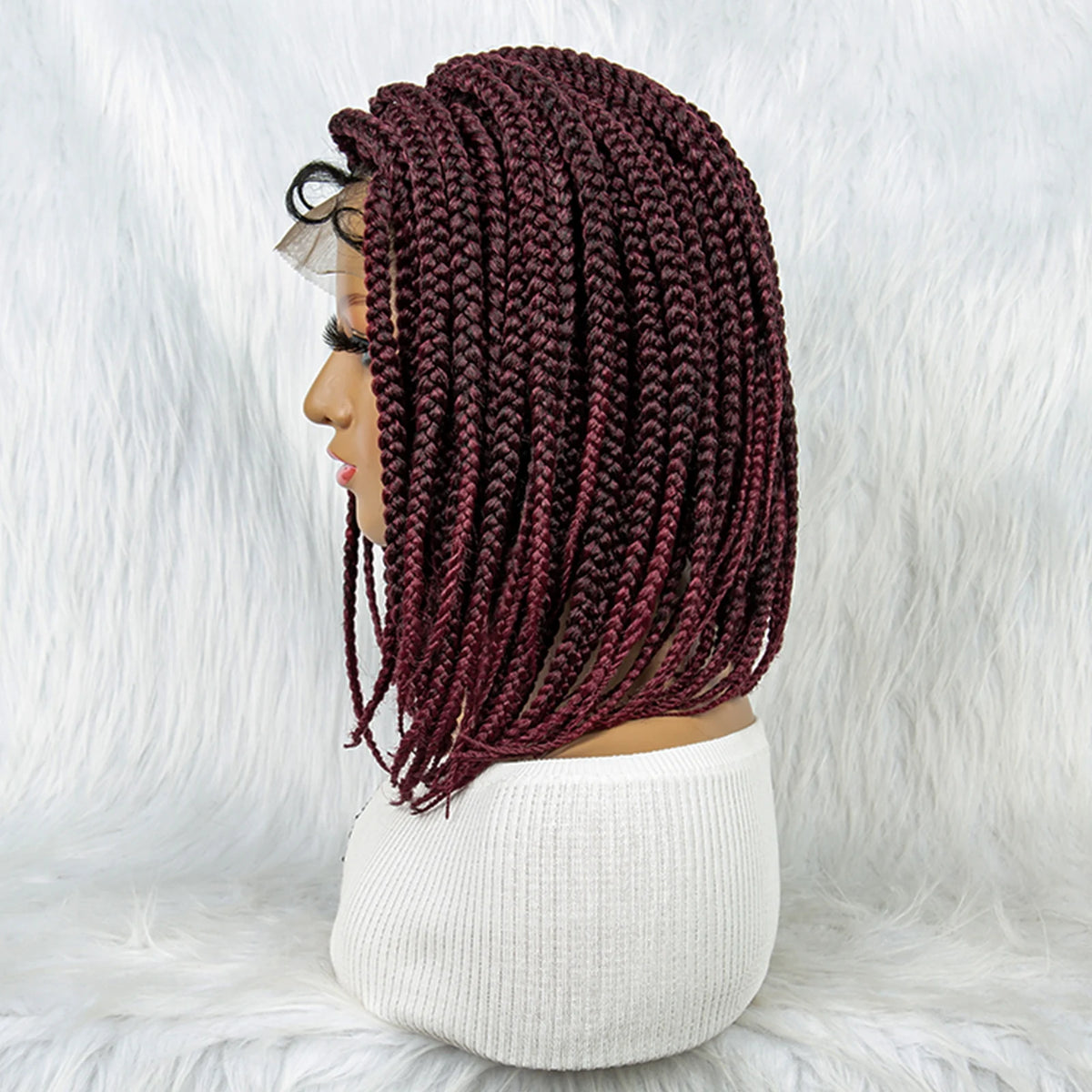 Pelucas trenzadas Bob para mujeres negras Peluca de encaje completo con trenzas estilo cornrow Peluca sintética de encaje frontal con trenzas de caja sin nudos con cabello de bebé