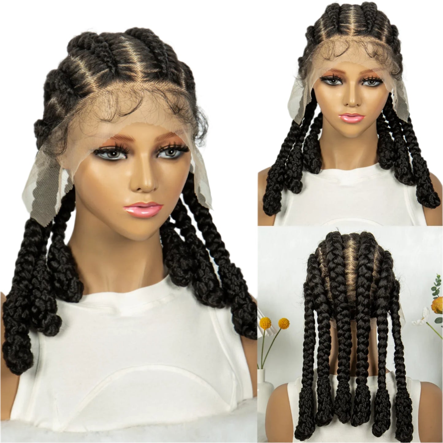 KIMA Cornrow Box Braided Full Lace Wig with Baby Hair | Synthetic Braids Wig for Africa Women & Men Luxegan