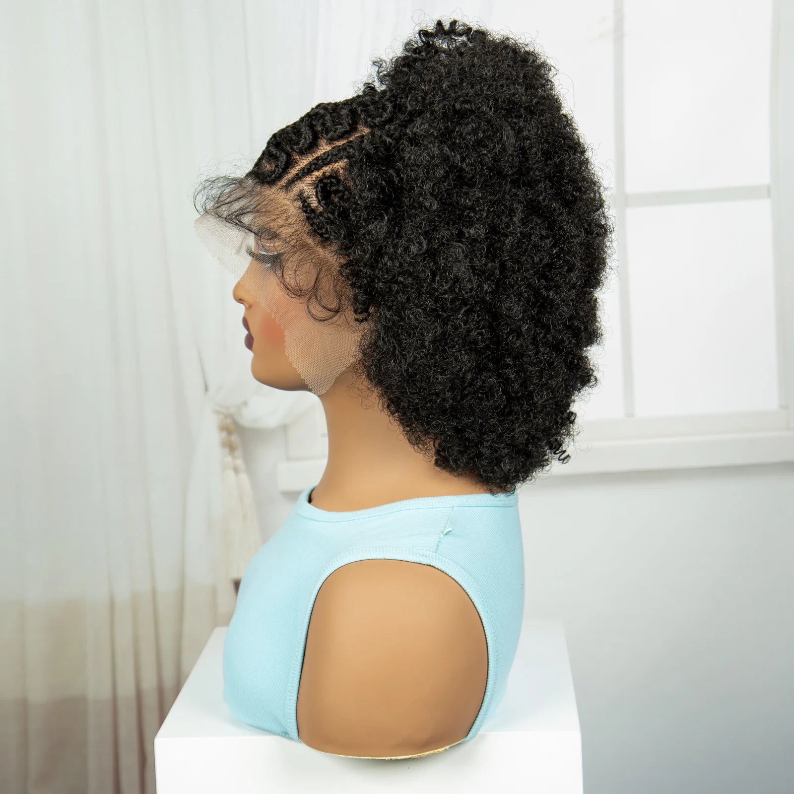 Afro Kinky Curly Cornrow Braids Wig | Transparent Full Lace | Baby Hair Luxegan
