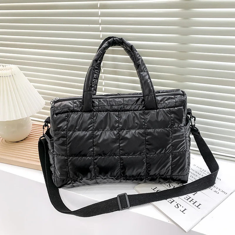 Luxury Space Padded Cotton Handbag | Big Capacity Shoulder Bag & Waterproof Nylon Bag (Travel Down Crossbody Bag Purse Bolsa) Luxegan