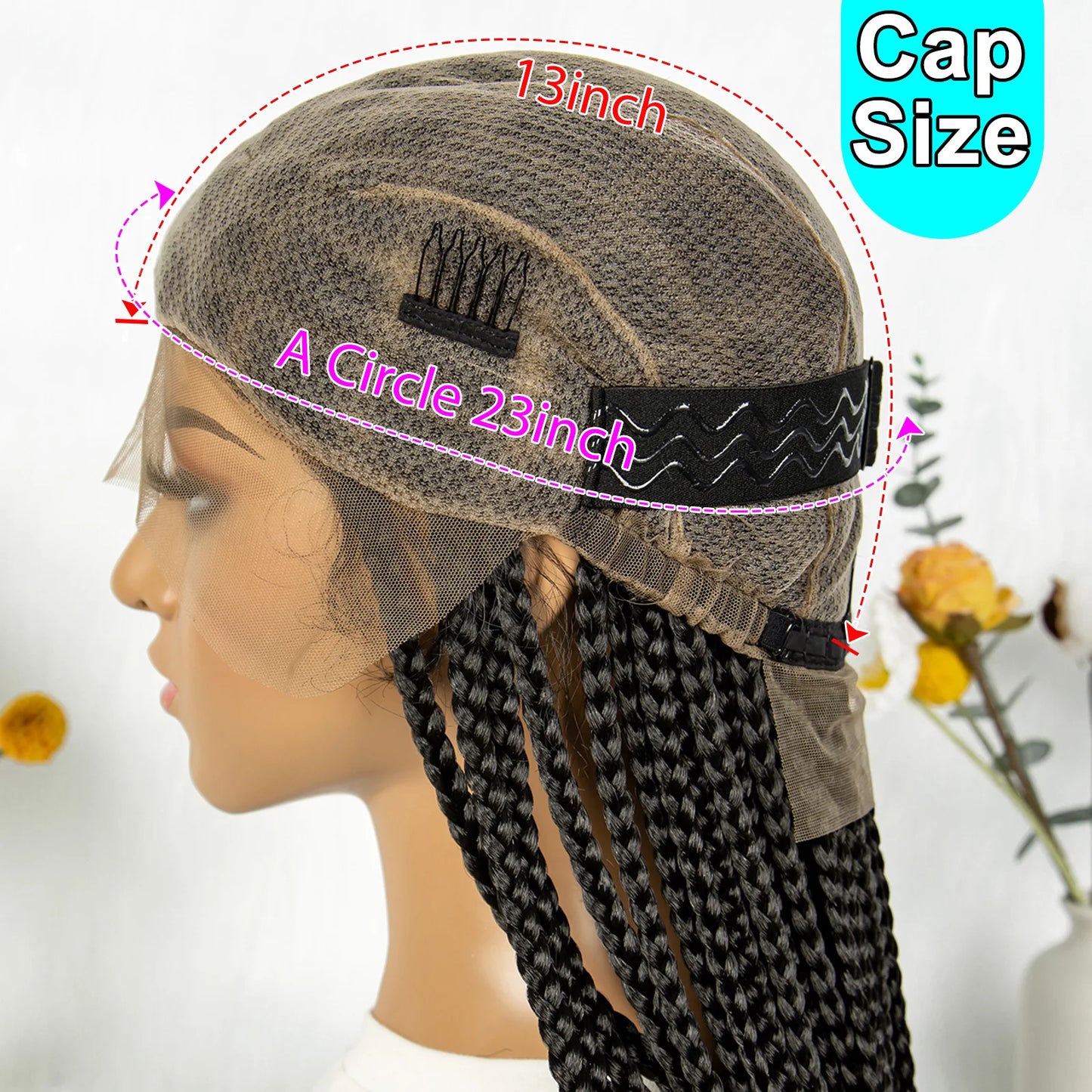 Box Braids & Fulani Braids Full Lace Wig with Bangs | Synthetic Braided Wig for African Women