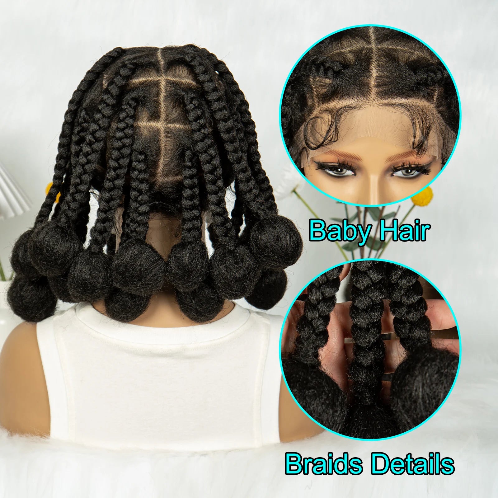 KIMA Burgundy Jumbo Box Braids Full Lace Wig | 350 Colored Bubble Braids with Baby Hair Luxegan
