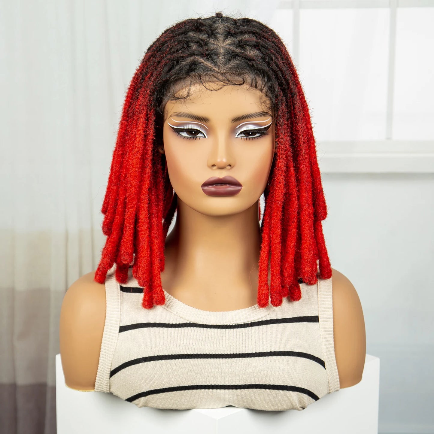 Red Faux Locs & Knotless Braids Wig | Full Lace | Baby Hair | Dreadlock Style Luxegan