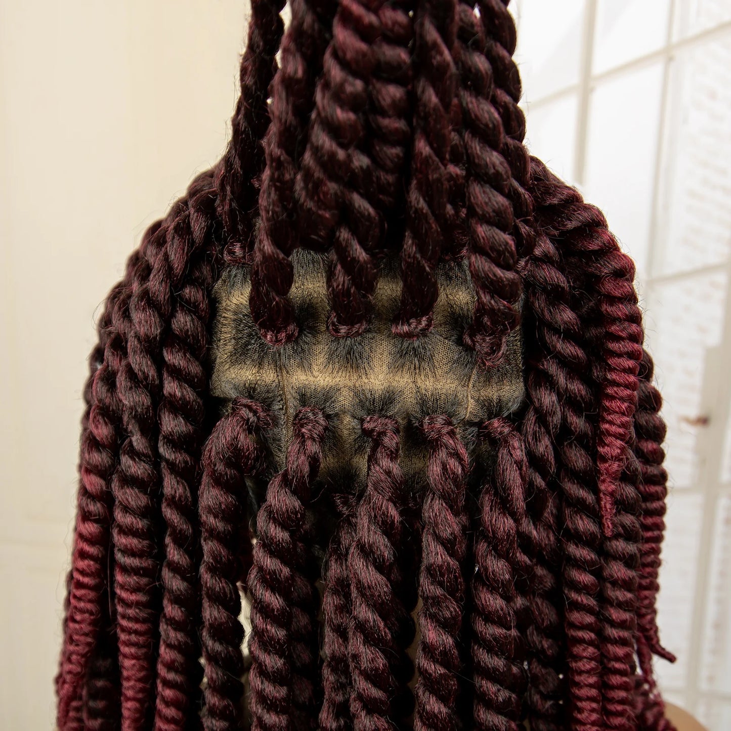 16 Inch Brown Twisted Braided Bob Wig | Full Lace | Kanekalon Fiber | For Black Women - Luxegan