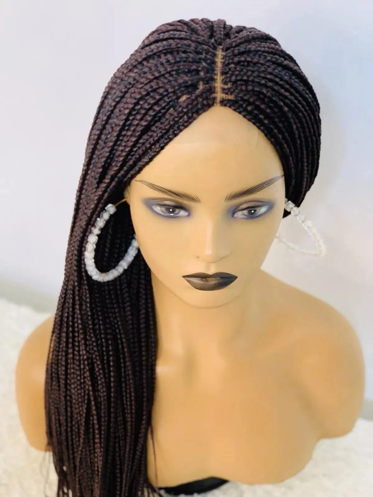 Ombre Chocolate Brown Box Braids Wig | Full Lace | Kanekalon Braids | Black Women