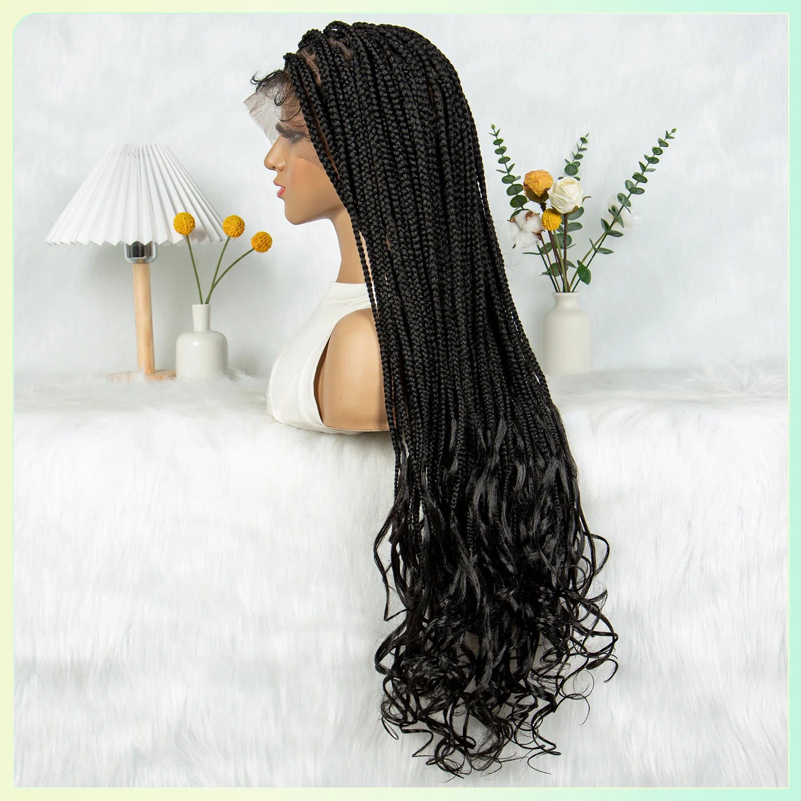 34" Water Wave Knotless Box Braids Wig | Full Lace | Baby Hair | Easy Style Luxegan