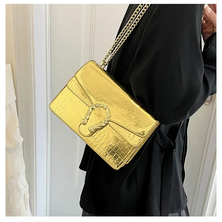 Hot Sale: New Crocodile Pattern Women's Bag | Simple Chain Crossbody & High-End Handbag Luxegan