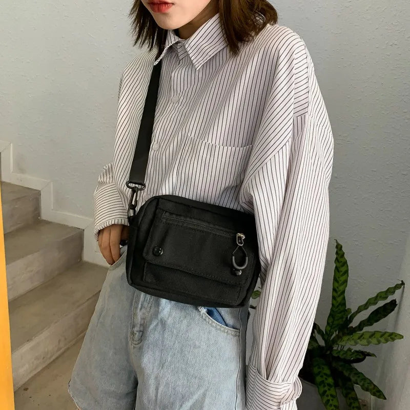 Canvas Crossbody Bag | Korean Mini Student & Cell Phone Bag Luxegan