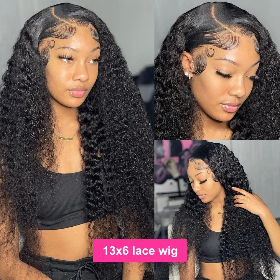 40 Inch Curly Deep Wave HD Lace Frontal Human Hair Wig | 13x6 Water Wave & 13x4 Lace Front Wig (Brazilian Remy) Luxegan