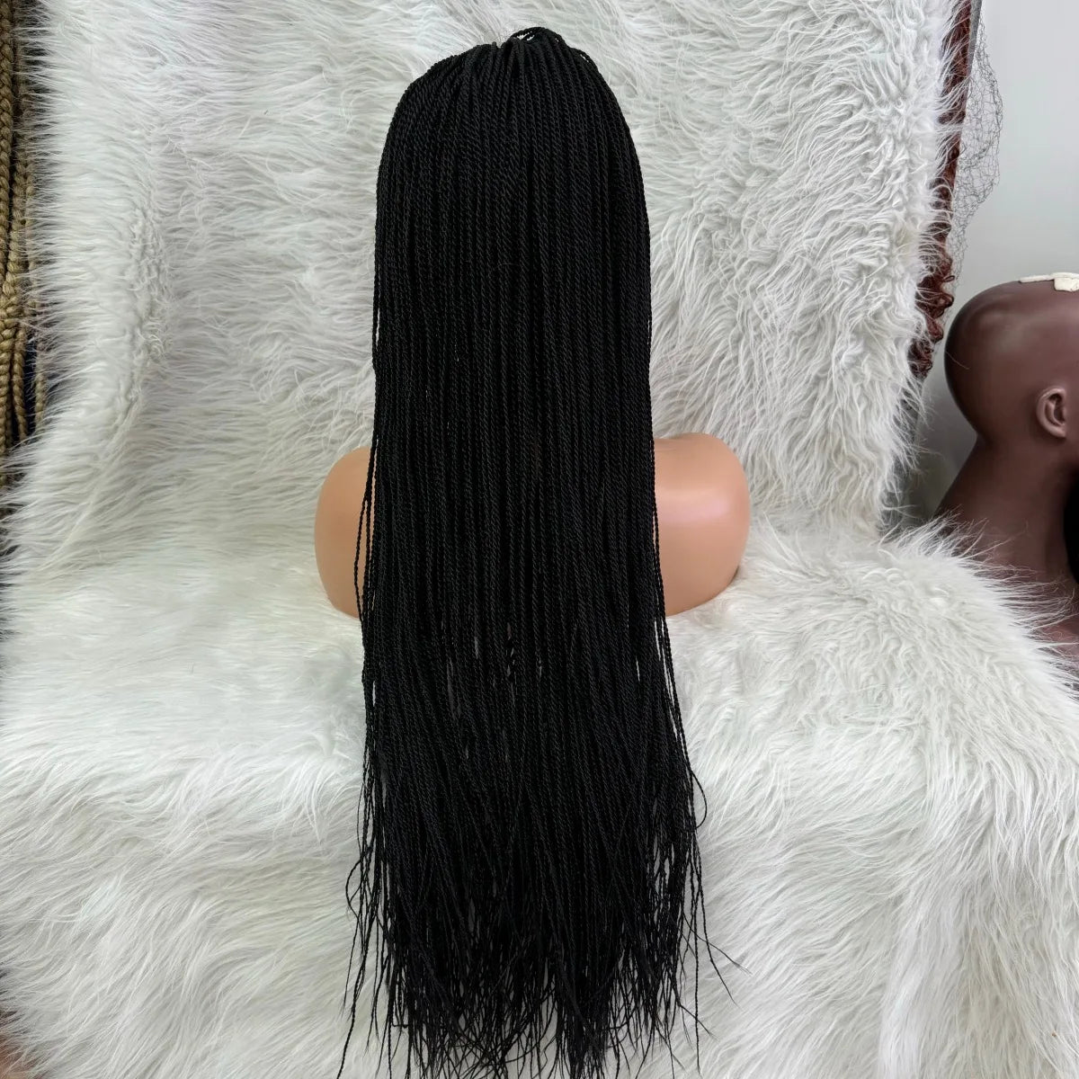 Knotless Box Braids Synthetic Lace Front Wig 28" | Straight | Heat Resistant | Kanekalon Hair | For Black Women