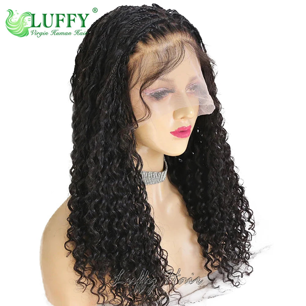 HD Full Lace Knotless Boho Box Braids Wig | Curly Ends | 300% Density | Human Hair | Pre-Plucked Luxegan