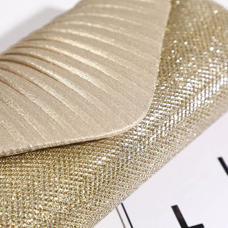 Luxury Women's Square Pleated Envelope Evening Clutch | Fashion Wedding Handbag Luxegan