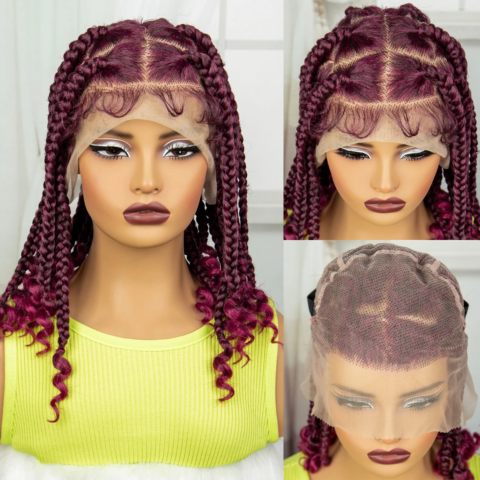 HD Full Lace Knotless Box Braids Wig with Curly Ends | Baby Hair Luxegan