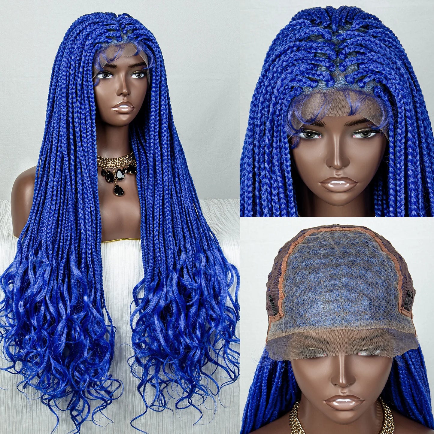 36" Pink & 613 Blonde Braided Wig | Water Wave Ends | Lace Front | Baby Hair Luxegan