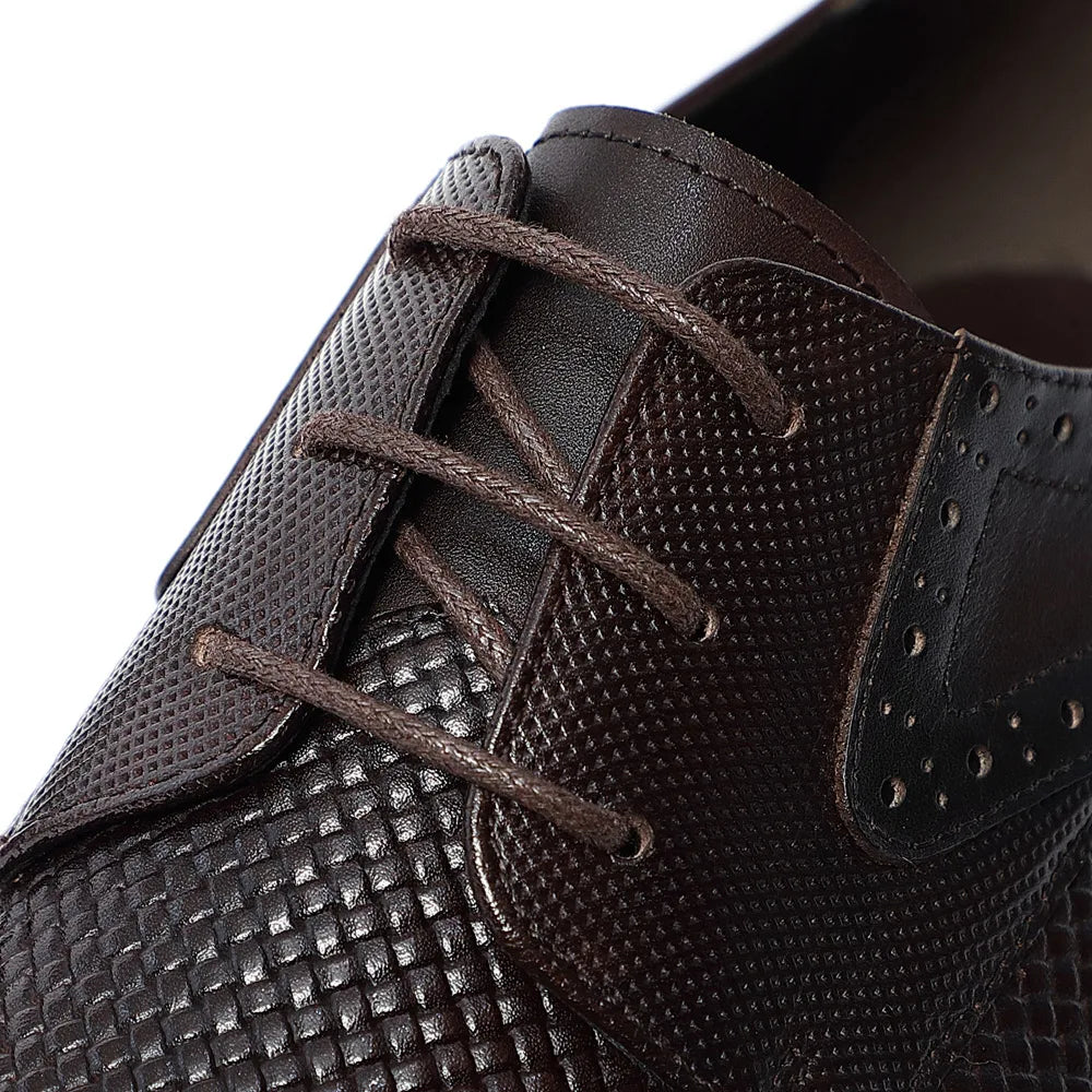 Luxury Handmade Men's Genuine Leather Derby Shoes | Classic Black & Brown Crocodile Print Casual Dress Shoes Luxegan