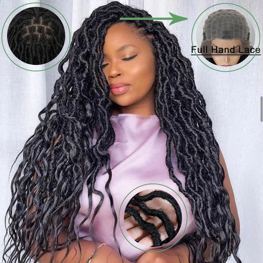 IPARTY 32" Knotless Faux Locs Wig | Full Lace Goddess Braids Luxegan