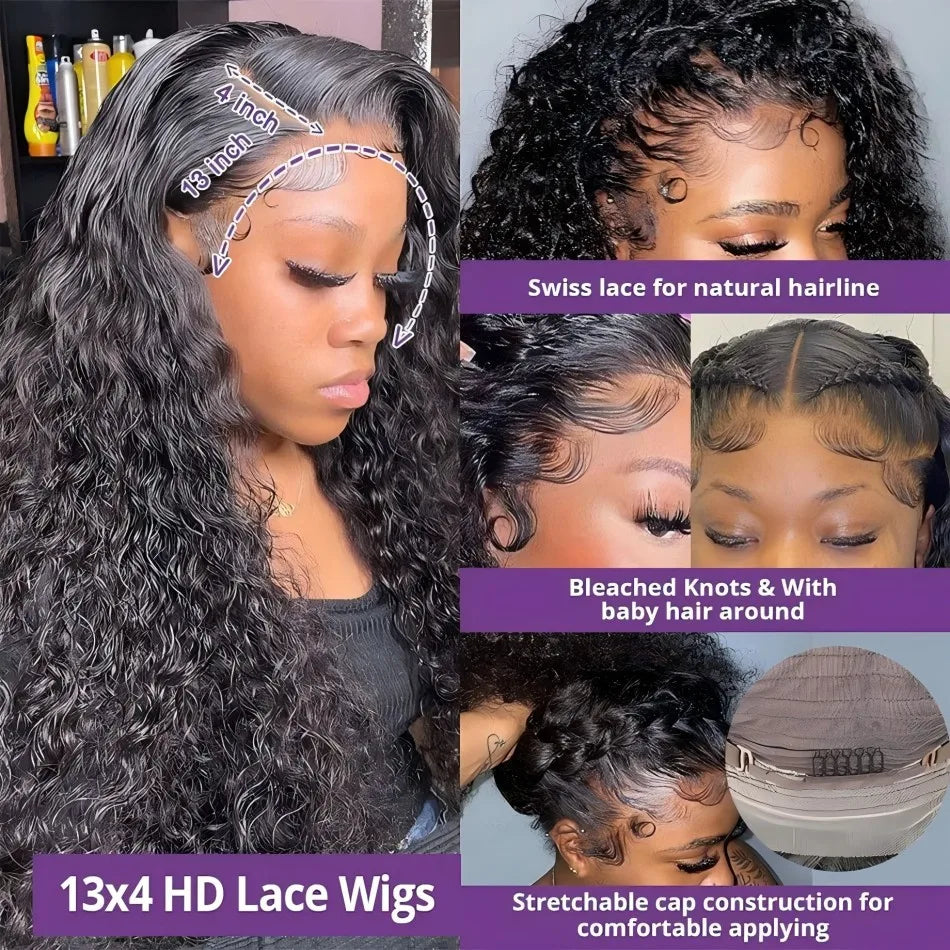 40 Inch Curly Human Hair Lace Front Wig | 250% Density Brazilian Remy HD Lace Frontal Wig for Women (On Sale) Luxegan