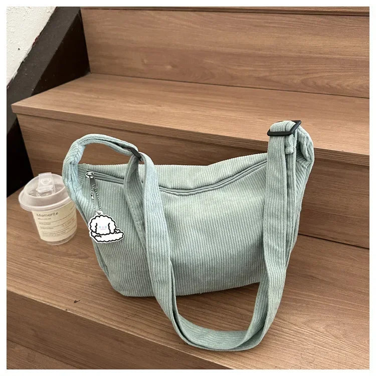 Corduroy "Lazy Wind" Dumpling Bag | Japanese Literary & Korean Casual Handbag Luxegan