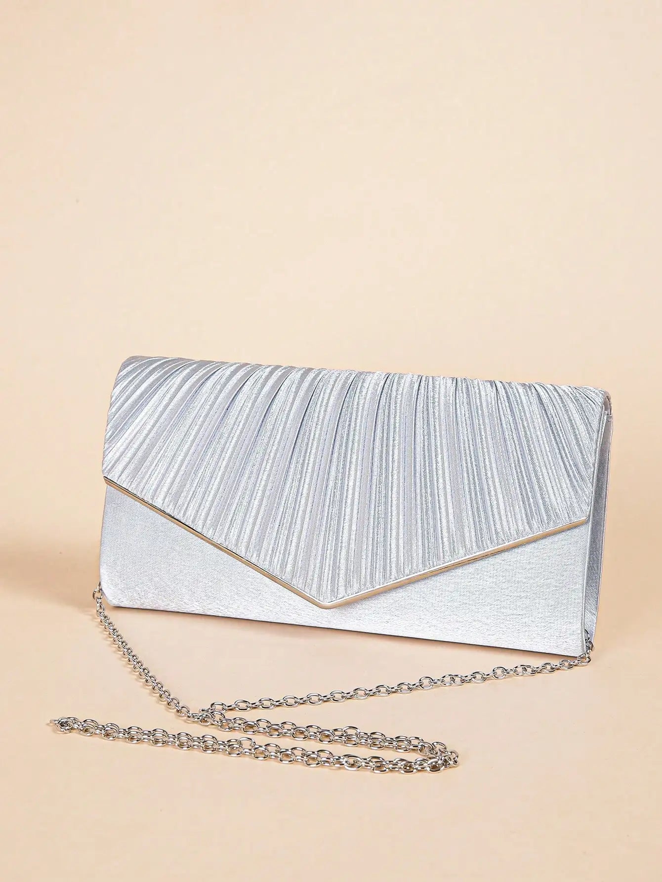 Elegant Pleated Evening Bag | Solid Color Textured Envelope Dinner Bag | Perfect Clutch For Party, Wedding And Banquet Luxegan