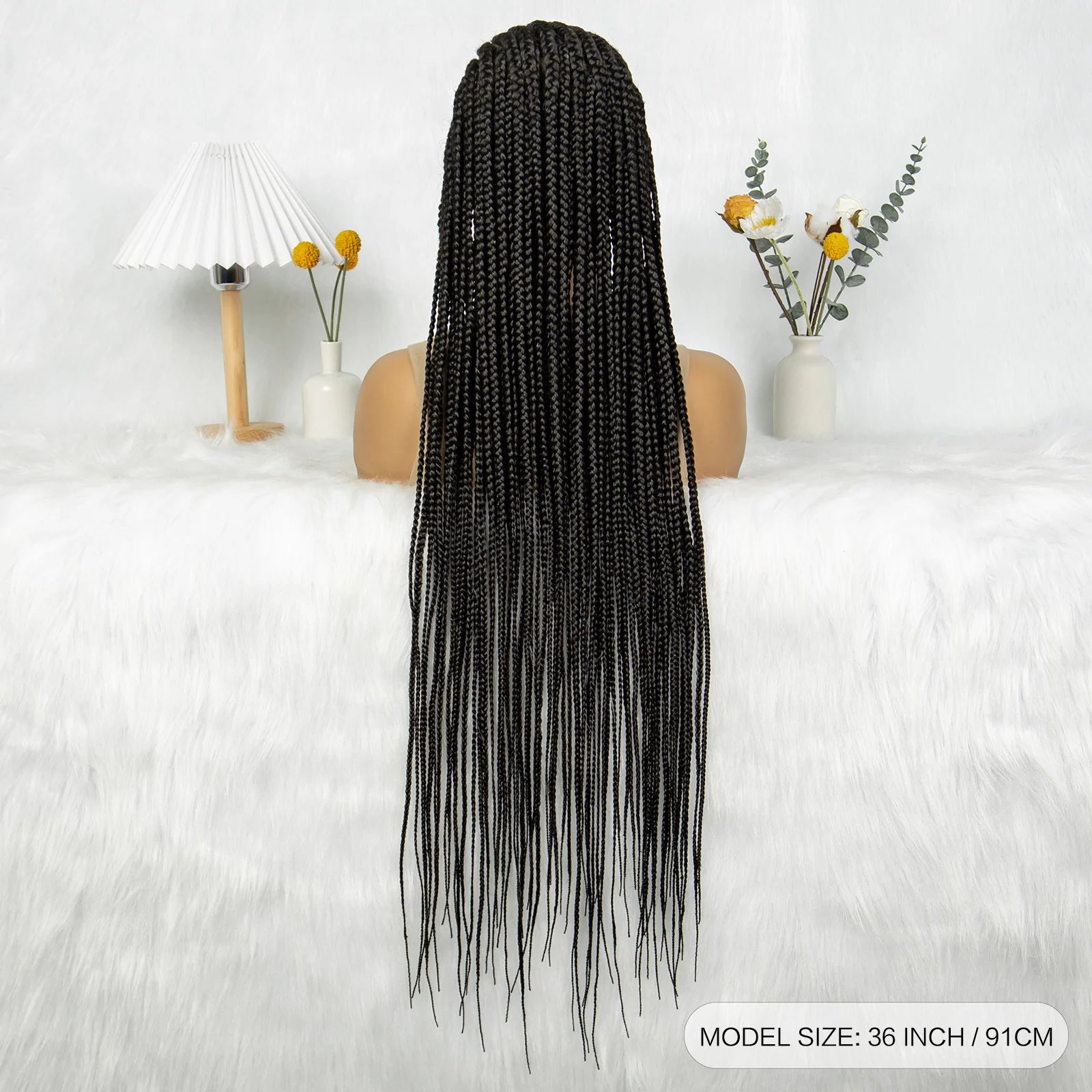 HD Transparent Full Lace Cornrow & Box Braids Wig Luxegan