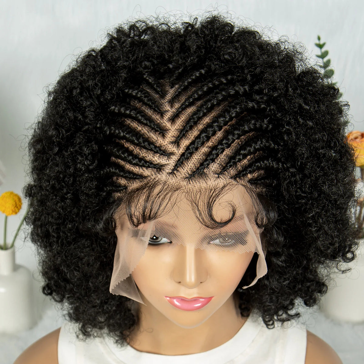 KIMA Peluca trenzada de caja nueva Pelucas sintéticas de encaje completo Longitudes cortas para mujeres negras Hombres Peluca trenzada con pelo de bebé Pelucas trenzadas de caja