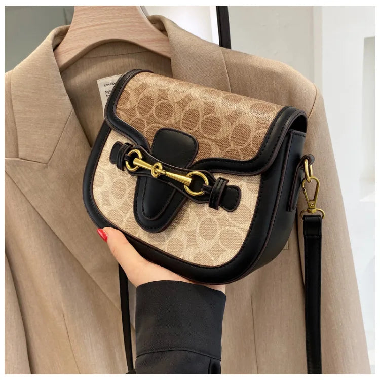 Trendy Korean-Style Saddle Bag | Retro Wide-Strap Crossbody Luxegan
