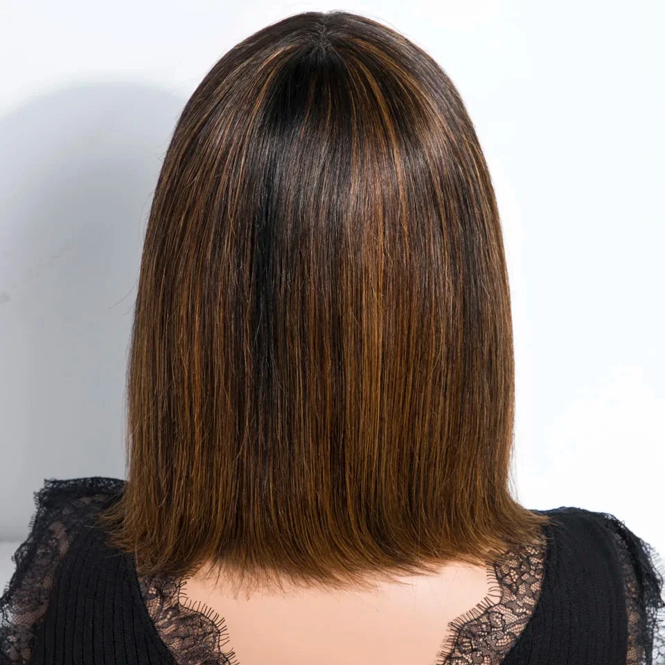 "Put On & Go" Straight Bob Wig | Easy Wear Human Hair with Bangs & Realistic Scalp Luxegan