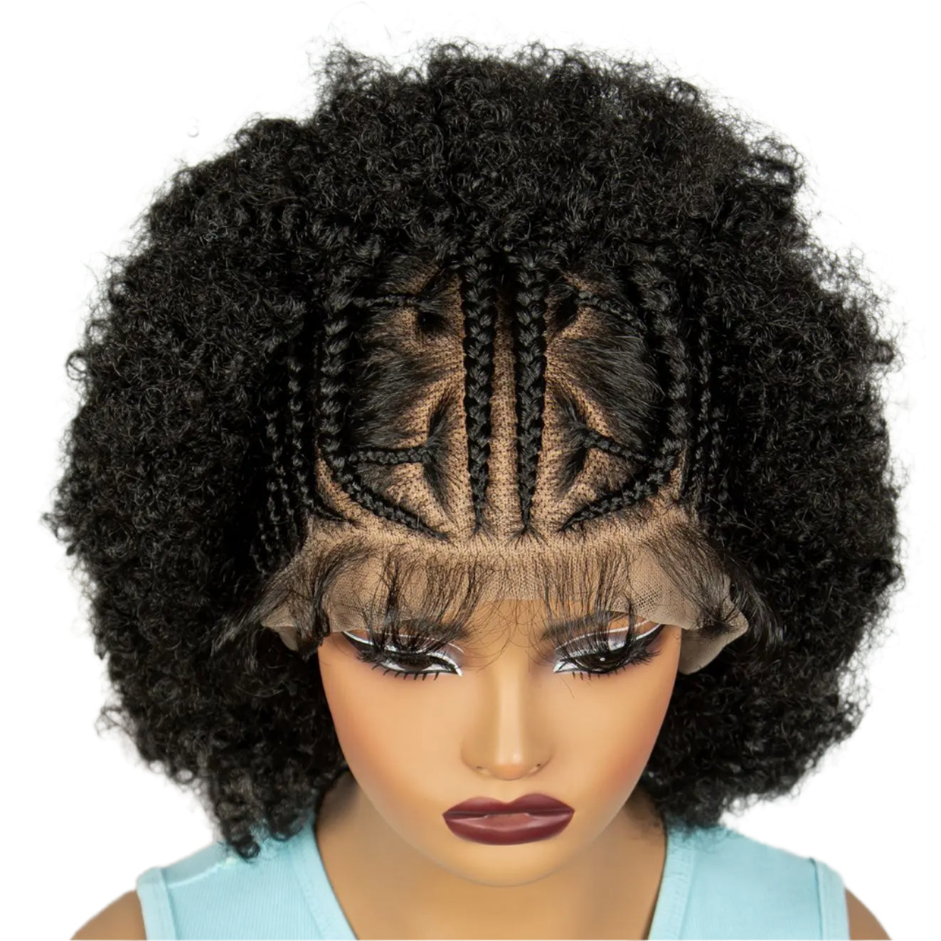 Short Afro Kinky Curly Cornrow Braids Wig | HD Full Lace | Baby Hair Luxegan