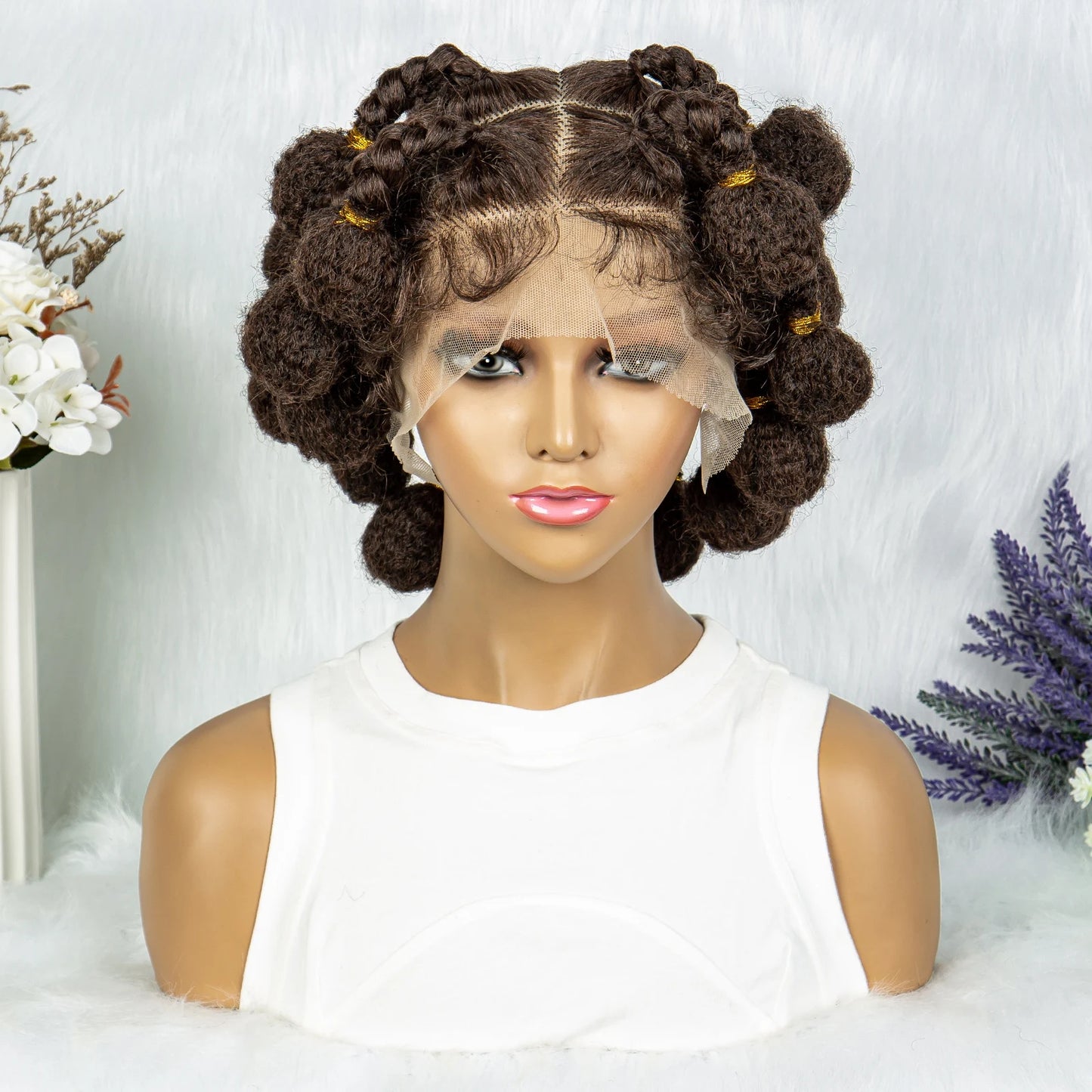 New Style Bantu Knot Knotless Box Braids HD Full Lace Wig | Synthetic Braided Wig for Black Women Luxegan