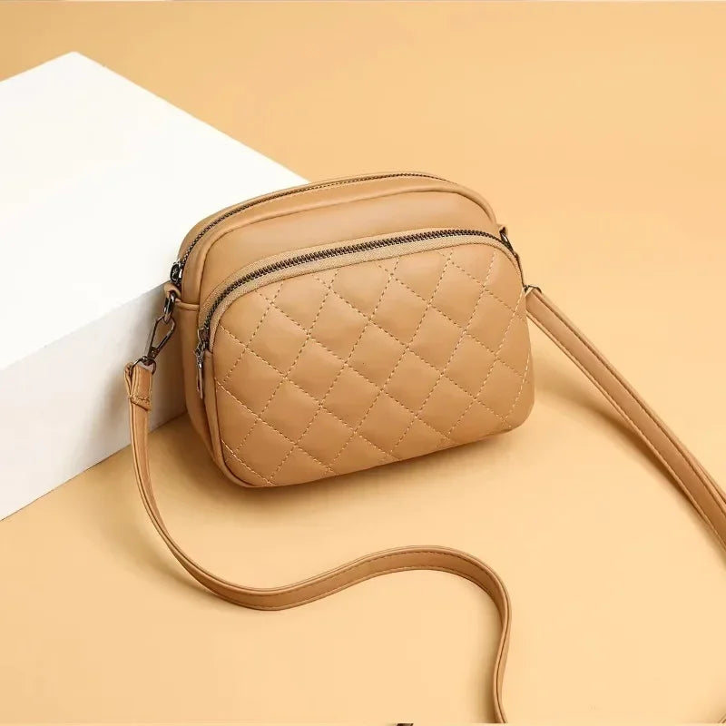 Diamond Lattice Women's Shoulder Bag | Leather Crossbody Handbag & Purse Luxegan